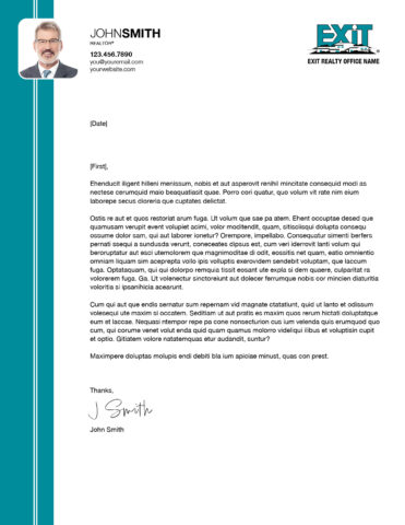 Front side of the direct mail design template for 