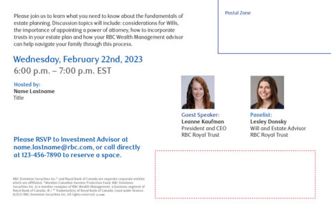 Back side of the direct mail design template for 