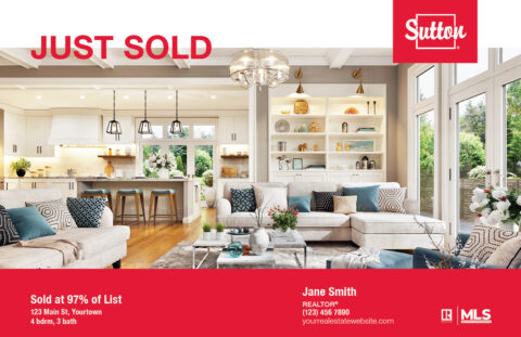 Front side of the direct mail design template for 