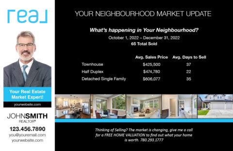 Back side of the direct mail design template for 