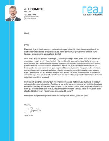 Front side of the direct mail design template for 
