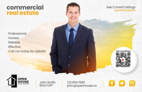 Front side of the direct mail design template for 