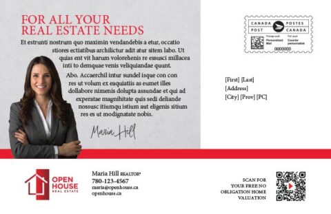 Back side of the direct mail design template for 