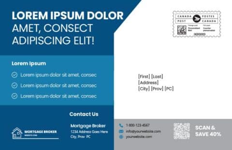 Back side of the direct mail design template for 