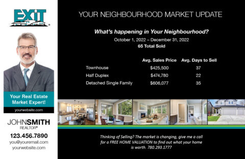Front side of the direct mail design template for 