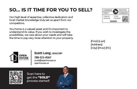 Back side of the direct mail design template for 