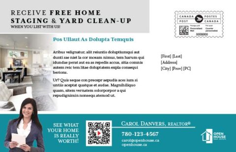 Back side of the direct mail design template for 
