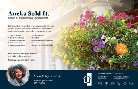 Back side of the direct mail design template for 