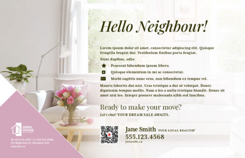 Back side of the direct mail design template for 
