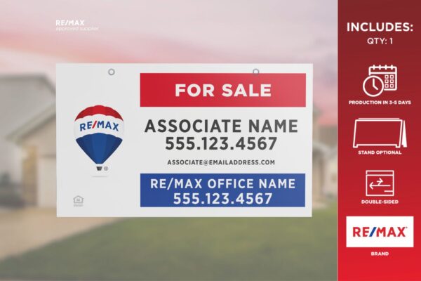 Re/Max Yard Sign | Primary Rwb | For Sale | 30X18