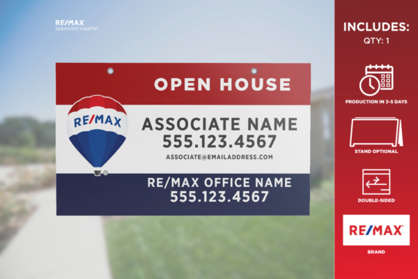 Re/Max Yard Sign | Primary Rwb Alt | Open House | 30X18