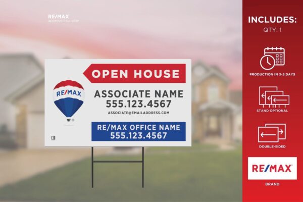 Re/Max Directional Sign | Primary Rwb | Open House | 30X18