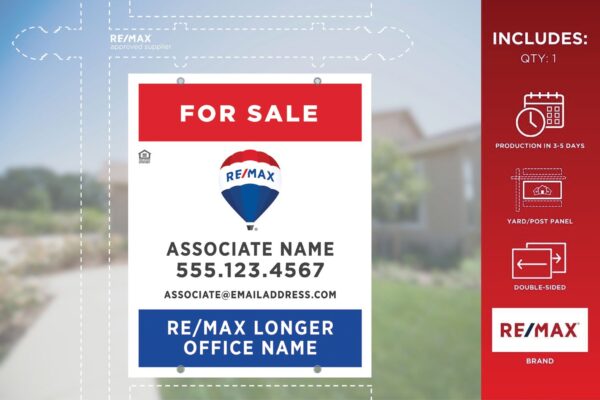 Re/Max Yard Sign Panel | Primary Rwb | For Sale | 24X30