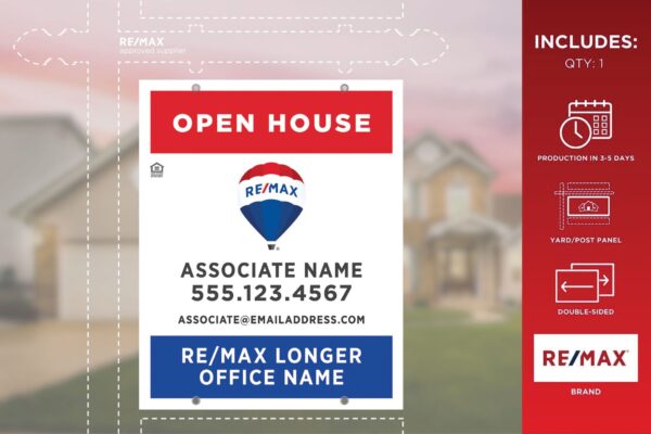 Re/Max Yard Sign Panel | Primary Rwb | Open House | 24X30