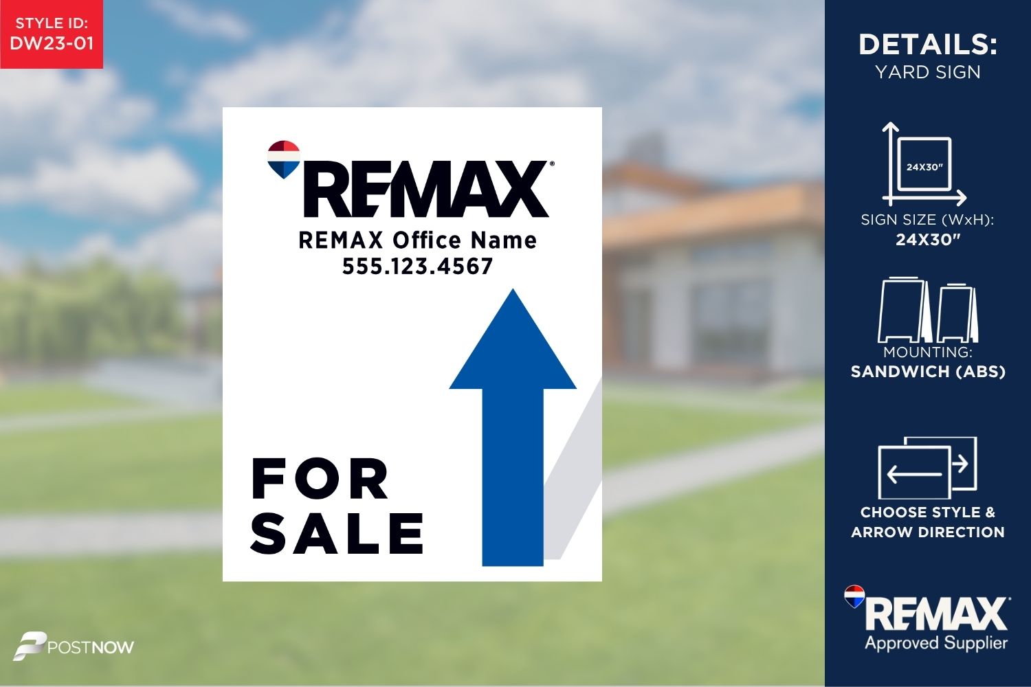Remax 24X30 Vertical For Sale Directional Sign With White Slash Design.