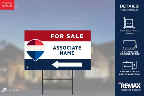 Remax 2025 Rwb 30X18 Horizontal Directional Sign, Left Arrow.