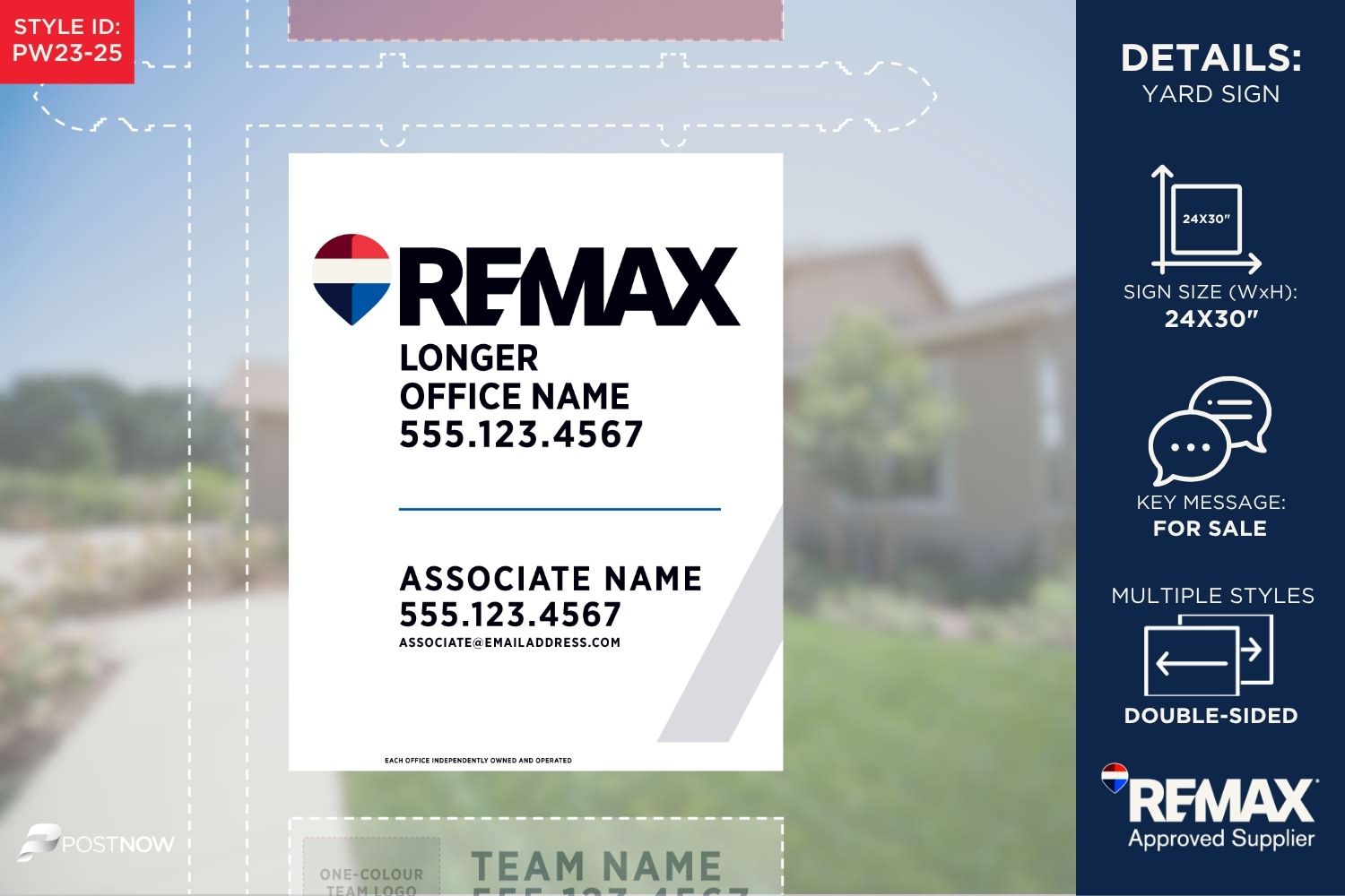 Remax For Sale Yard Sign, 24X30 Vertical, White With Slash Design, Big Balloon, For Real Estate Agents.