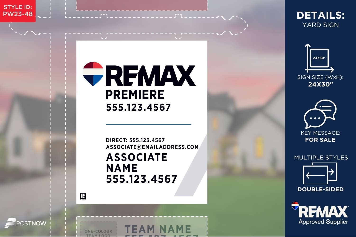 Remax For Sale Yard Sign, 24X30 Vertical, Alberta Prominent Office, White Slash Design.