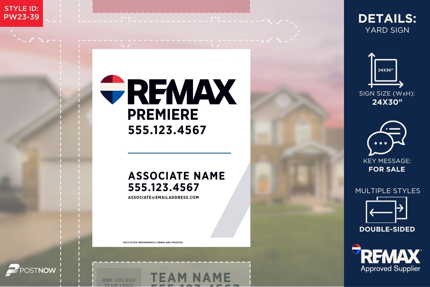 Remax 2025 For Sale Yard Sign, 24X30 Vertical, Office Prominent, White Slash Design, Pn-Pw23-39.