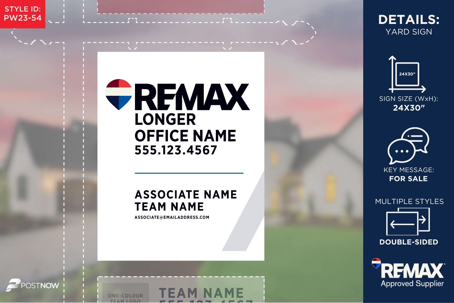 Remax For Sale Yard Sign, 24X30 Vertical, White Prominent Office Design.
