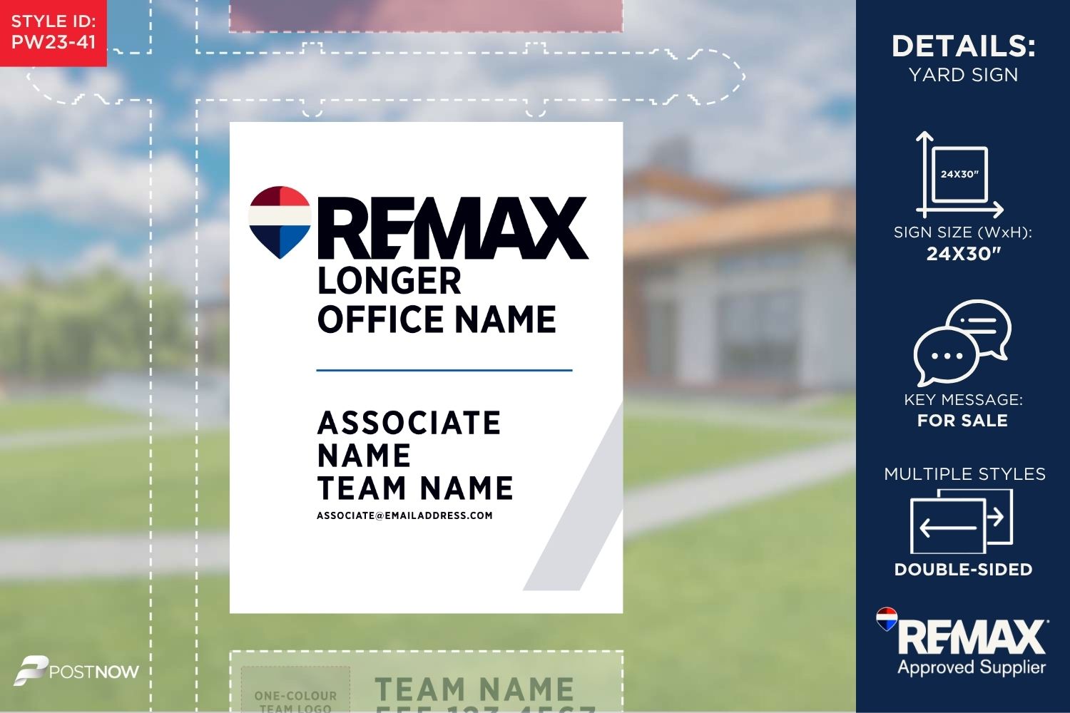Remax 2025 For Sale Yard Sign, 24X30 Vertical, Prominent Office, No Phone, White Slash Design, Pn-Pw23-41.