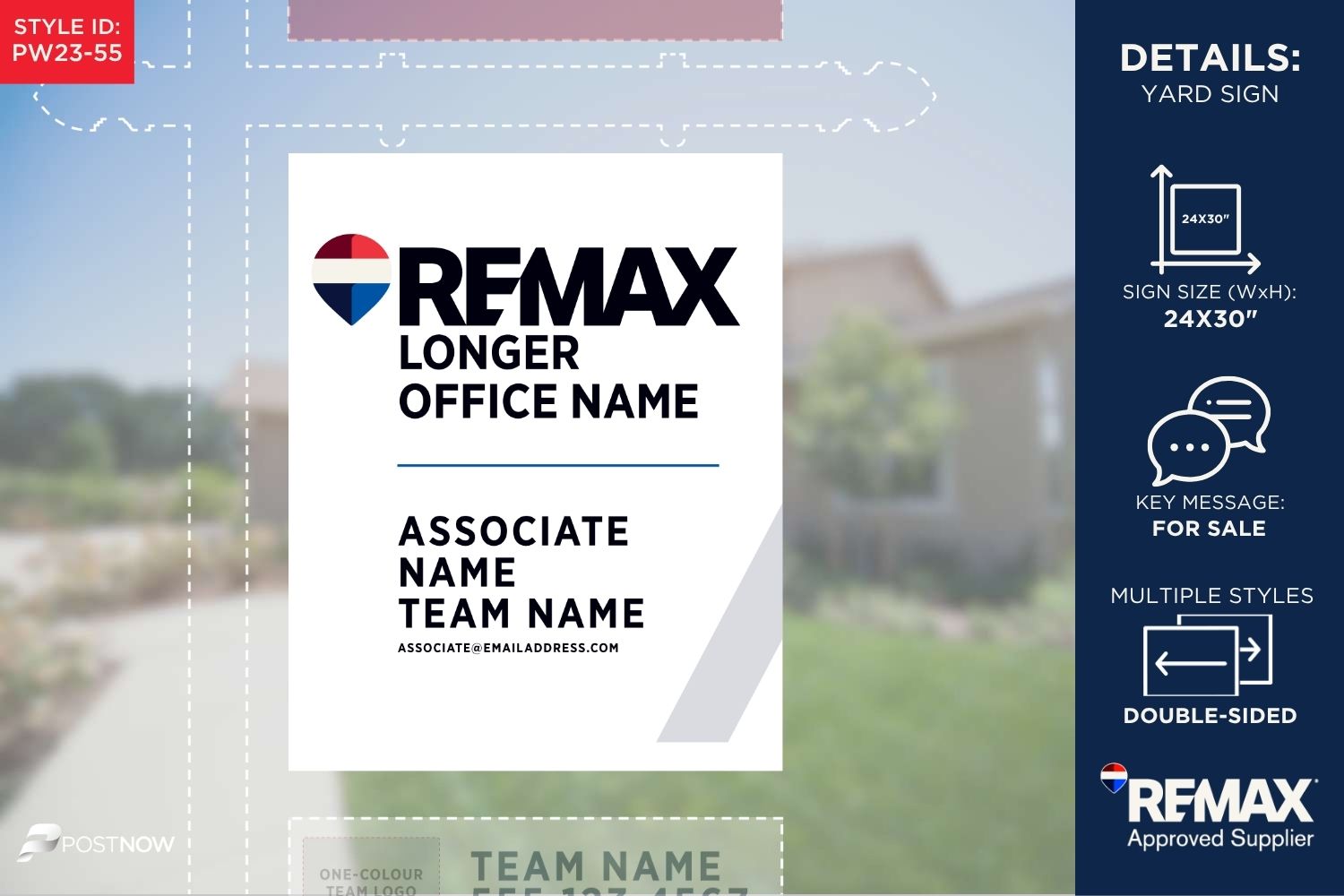 Remax 2025 For Sale Yard Sign, 24X30 Vertical, White Prominent Design With No Office Phone, Pn-Pw23-55.