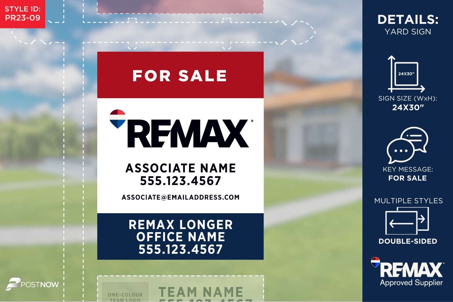 Remax 2025 For Sale Yard Sign, 24X30 Vertical, Rwb Prominent Office Design.