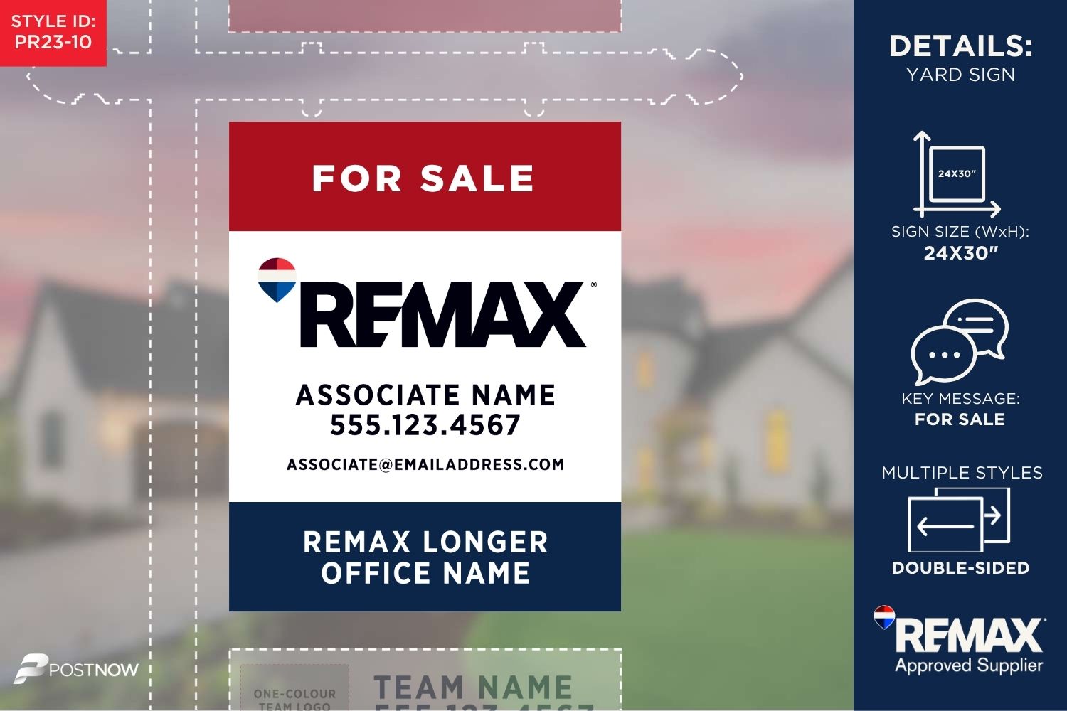 Remax For Sale Yard Sign, 24X30 Inch, Vertical Office Prominent, Rwb Design.