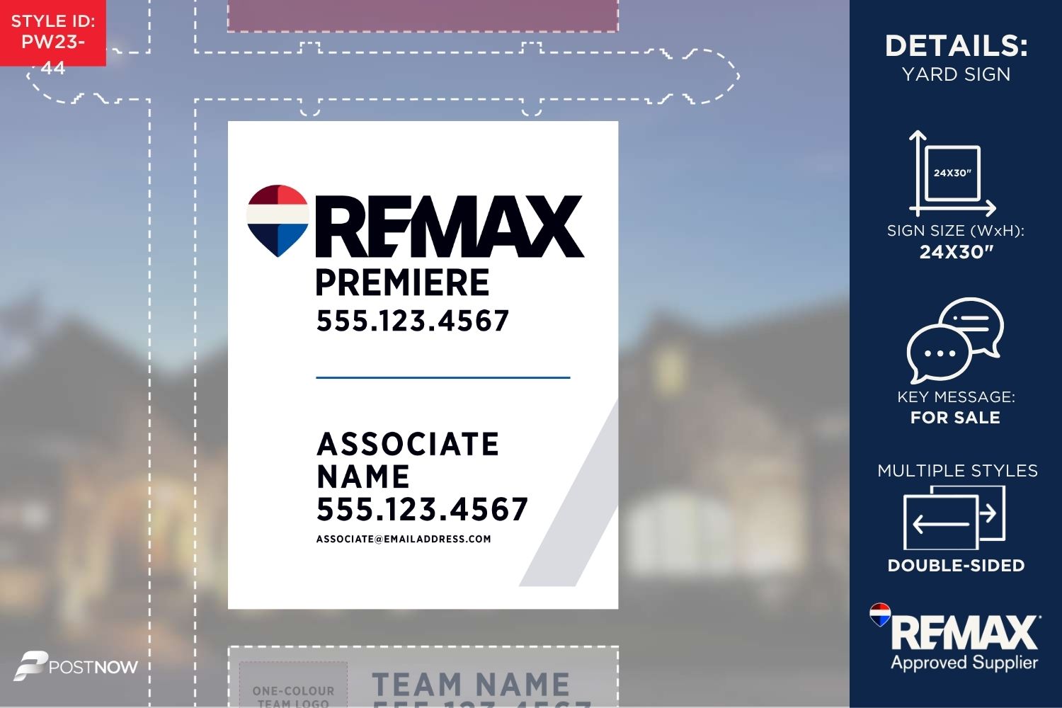 Remax 2025 24X30 Vertical Office Prominent Standard White Slash Design Yard Sign For Real Estate Agents.