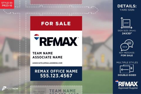 Remax 2025 Rwb Associate Team Logo 24X30 Vertical For Sale Yard Sign.