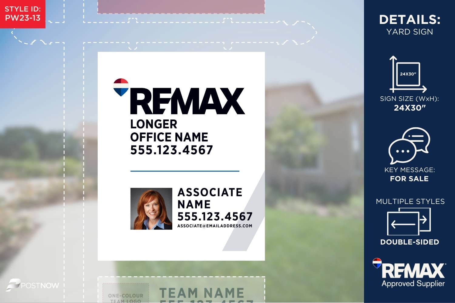 Remax For Sale Yard Sign, 24X30 Inch, Vertical Square, White Slash Design, For Real Estate Agents.